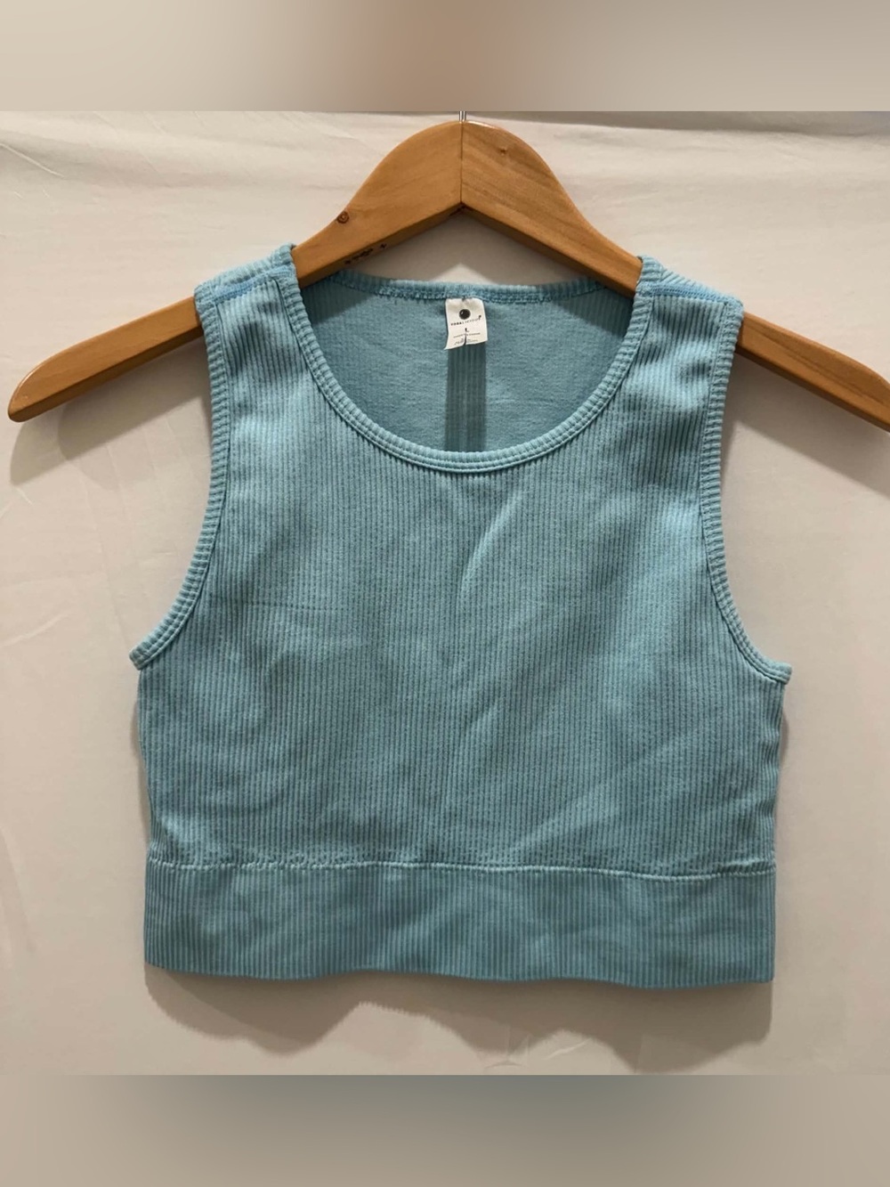 Yogalicious Sky Blue Ribbed Crop Tank Women L
